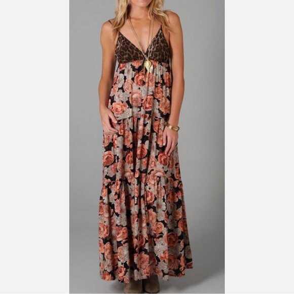 Planet Blue by Blu Moon x Free People Leopard Floral Maxi Dress - Picture 1 of 8